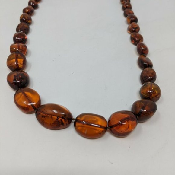 JTYDS Cognac Baltic Amber Beaded Necklace Twist Clasp 28" - Picture 4 of 9